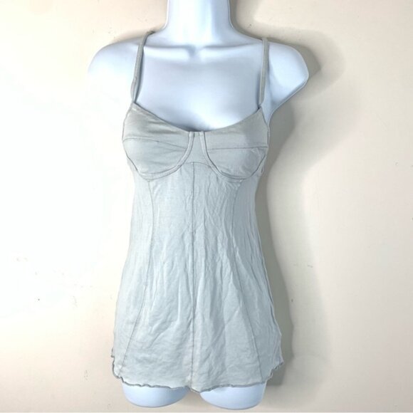 Aritzia Wilfred Bustier Corset Tank Top Pale Blue Gray Cotton Sleeveless Small - Picture 9 of 15
